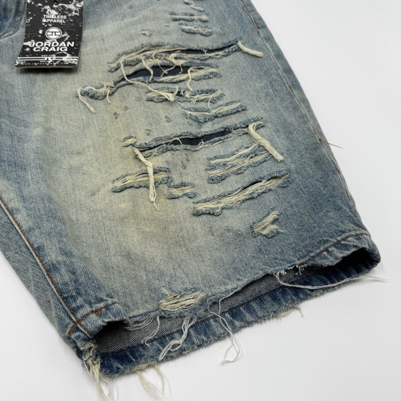 NWT Jordan Craig Men’s Ironbound Lager Blue Distressed Jean Shorts 40 #J3186S - Picture 3 of 13